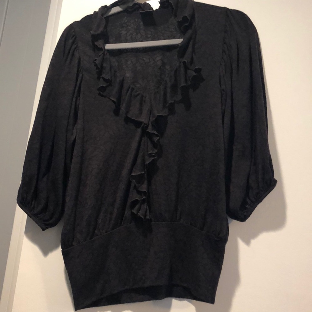 Language language brown blouse with frills
